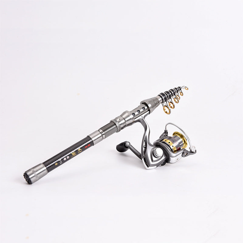 Telescopic Fishing Rod and Reel Combos Full Kit, 5:5:1 Carbon Fiber Fishing Pole, Shielded Bearings Stainless Steel BB Spinning Reel 7.9FT