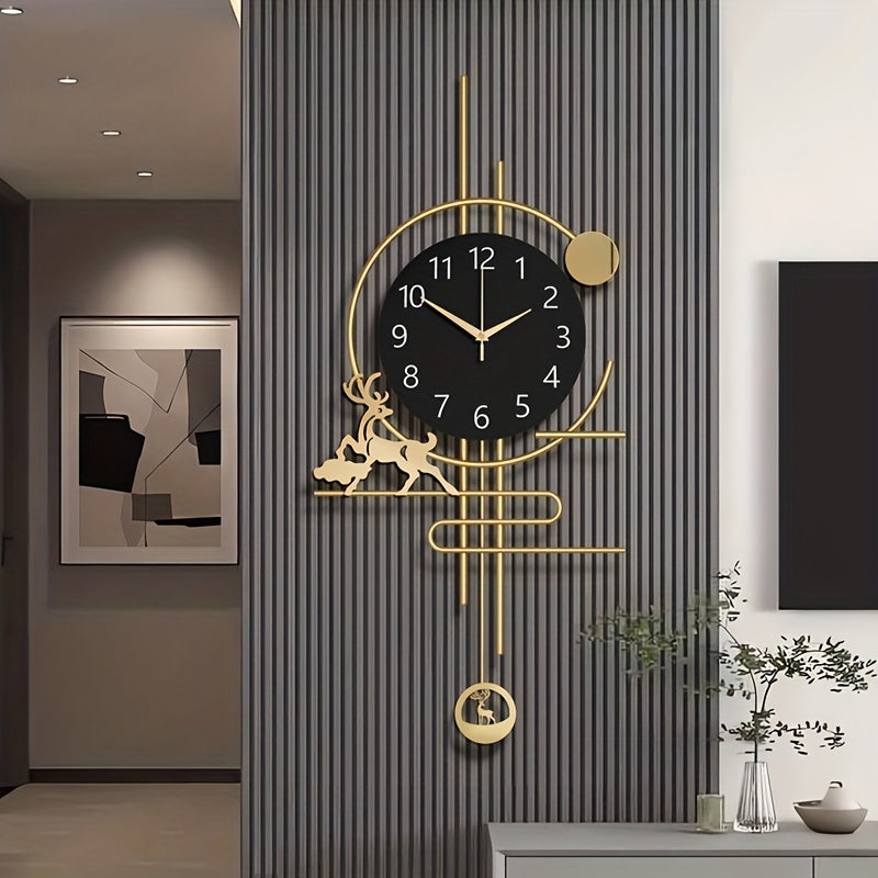 30x14 Inch Large Silent Wall Clock - Quartz Movement, No Ticking, Japanese Quartz Movement, Decorative Metal Art Design, Ideal for Living Room, Bedroom, Office, and Home Decor, Bedroom Wall Clock|Modern Wall Clock|Quartz Move