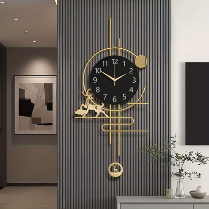 30x14 Inch Large Silent Wall Clock - Quartz Movement, No Ticking, Japanese Quartz Movement, Decorative Metal Art Design, Ideal for Living Room, Bedroom, Office, and Home Decor, Bedroom Wall Clock|Modern Wall Clock|Quartz Move