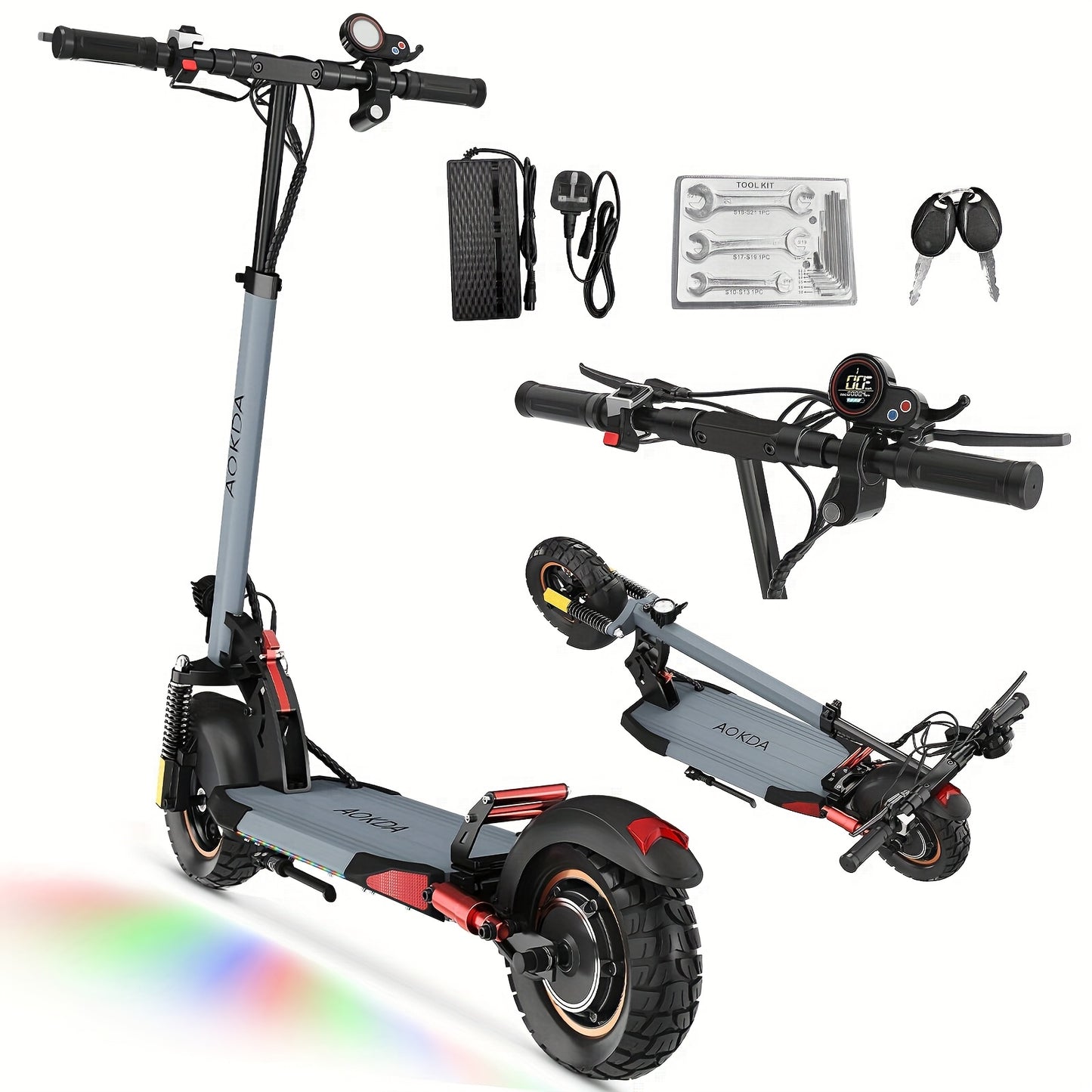 Electric Scooter 10"Off-Road Tires, 700W Motor, 32Km/H Fast Electric Scooter, Up to 25-35Km Range Offroad Electric Scooter for Adults, Commuting, Foldable Electric Scooter Halloween, Christmas Gifts