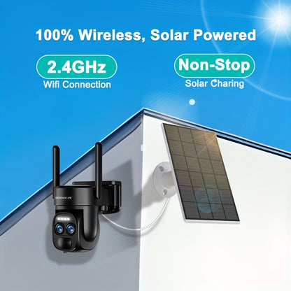 Halloween Special Offer! High Quality [10x Zoom] 360-degree Low-power CCTV Solar Panel Battery 2K QHD WiFi Camera with Spotlight Alarm, Motion Detection, Color Night Vision, Two-way Audio