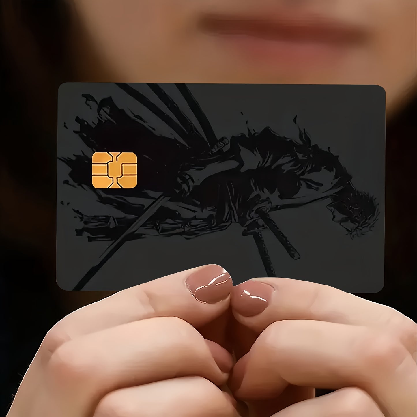 2pcs Cool Black Samurai Waterproof Vinyl Stickers, Ultra-Thin High-Quality Scratch-Resistant Card Skins for Credit/Debit Cards & ID Cards - Self-Adhesive Removable, Ideal Gift For Men & Women, Card Holder, Card Protector