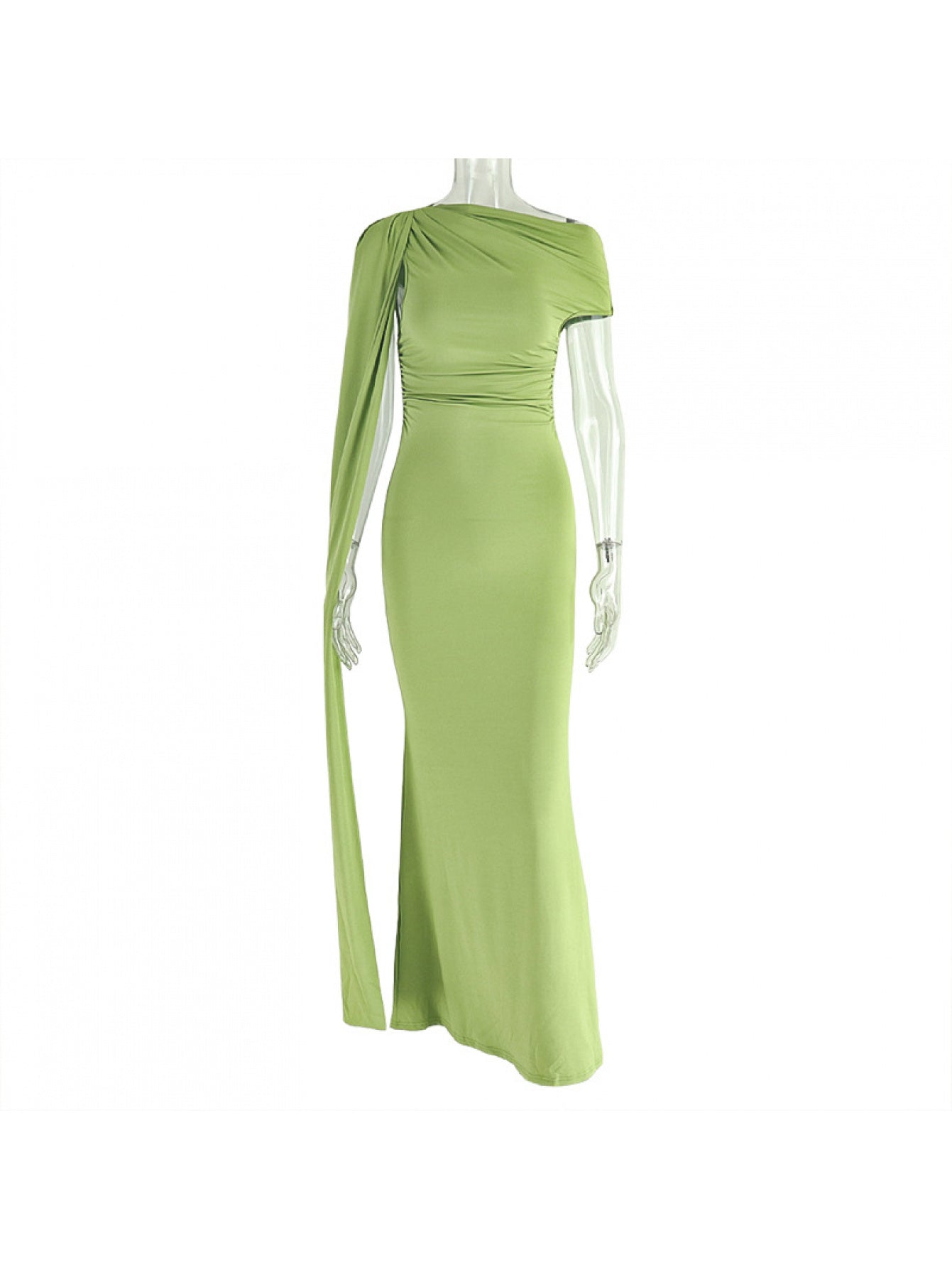 Women's Slim Fit Single Shoulder Dress - Elegant Strapless Diagonal Collar Long Evening Gown Suitable for Weddings, Galas, Proms - Year-Round Formal Dress