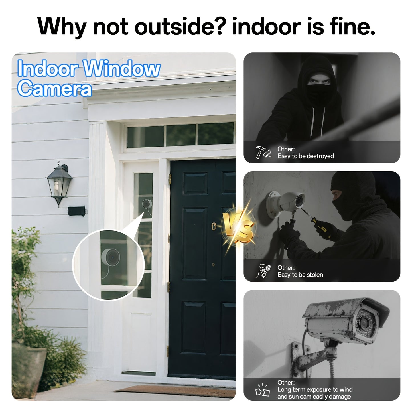 Ai Indoor Window Camera - Protect What Matters, 5G WIFI 2K Smart Home Security Camera With Blacklight Full-Color | U.S. Cloud | 911 Emergency Dispatch | Simple 5-Min Setup, 2-Way Audio, Easy Quick Install