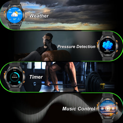 GPS smart watch for all kinds of outdoor sports, ultra-clear AMOLED screen, alloy frame, with compass, barometer, 5ATM High Quality, HD call, information push, health monitoring, 100 sports tracking, compatible with Android a