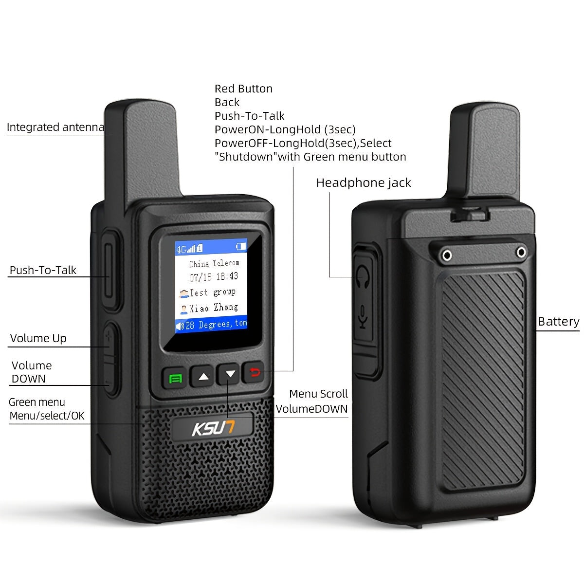 KSUN 4G Network Nationwide POC Radio With 1 Year US Pre-Paid Sim Cards Walkie Talkies Long Range 5000 Miles For Hiking Camping CT1plus (2 Pack)