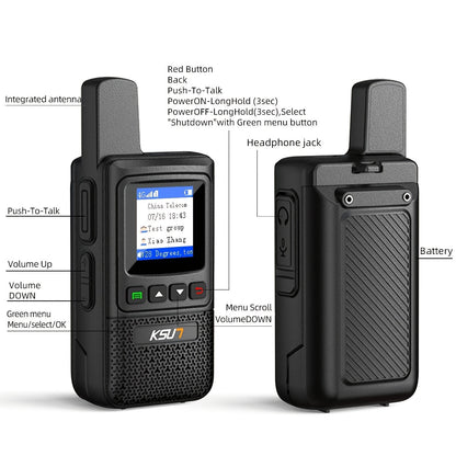 KSUN 4G Network Nationwide POC Radio With 1 Year US Pre-Paid Sim Cards Walkie Talkies Long Range 5000 Miles For Hiking Camping CT1plus (2 Pack)