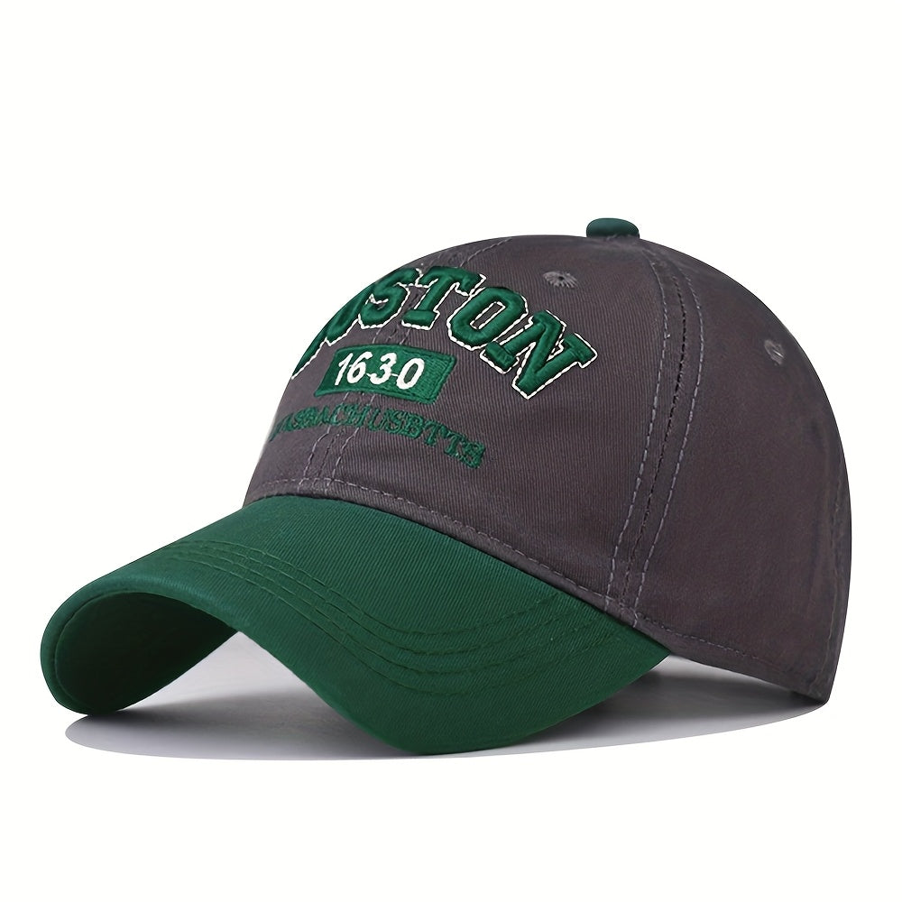 Boston Lettering Baseball - Adjustable Snapback Hat with Curved Brim, Lightweight All-Season Outdoor Sports & Casual Wear, / Color Options