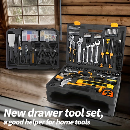 Tool Set, Car Repair Tool Set with Metal Toolbox Storage Box, Toolbox Storage Box with Drawers, Car Portable Iron Toolbox, Hand Tool Set, - Perfect for Maintenance Workers, Father's Day, Valentine's Day Gifts