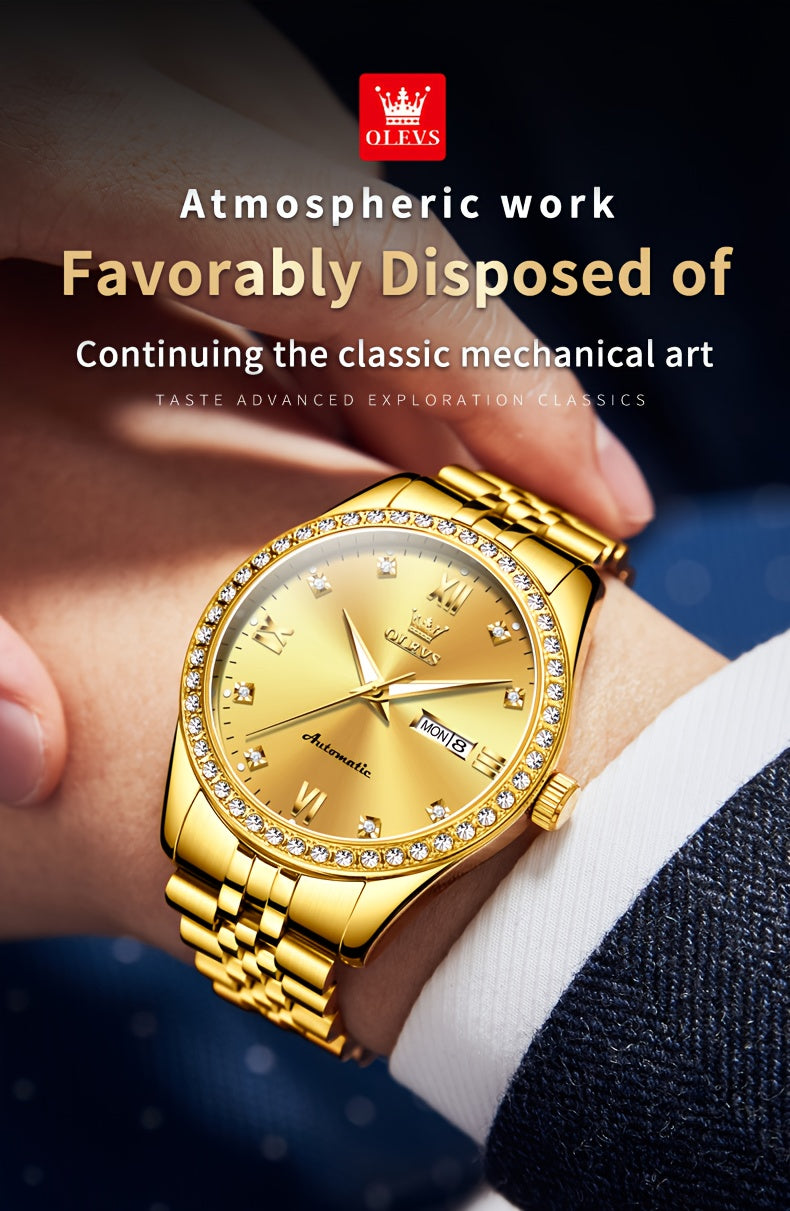OLEVS New Casual Fashion Stainless Steel Automatic Mechanical Watches for Men Top Brand Luxury Original Business Men's Wrist Watches Classic High Quality Best Selling Men's Watches, Automatic Watches For Men, Automatic Watche