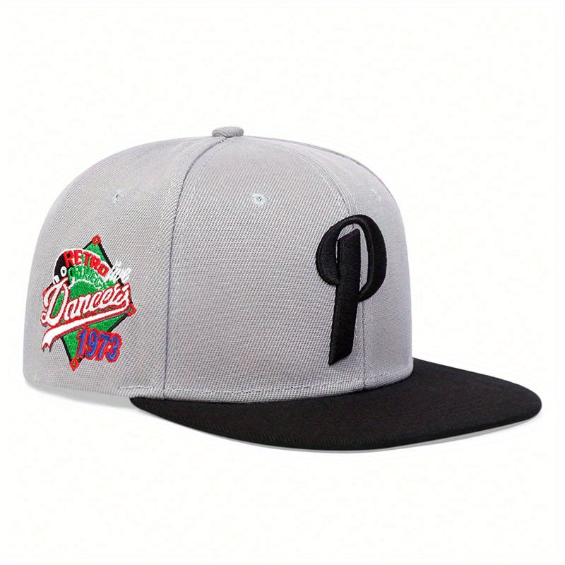 Unisex Adjustable Snapback Baseball Cap with 'P' Letter Embellishment - Lightweight Hip-Hop Hat for Men & Women, Spring/Summer Outdoor Casual Wear, Multi-Color Options (, Red, Green, Orange, Grey) - Durable Non-Stretch Fit, S