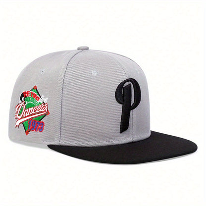 Unisex Adjustable Snapback Baseball Cap with 'P' Letter Embellishment - Lightweight Hip-Hop Hat for Men & Women, Spring/Summer Outdoor Casual Wear, Multi-Color Options (, Red, Green, Orange, Grey) - Durable Non-Stretch Fit, S