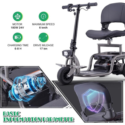 Premium Big Wheel Mobility Scooter for Seniors Adults, Electric Scooter with16'' Front Wheel, Adjust Height Seat and Foldable Handlebar, Led Lights, Max Load 300lb, Charger Included