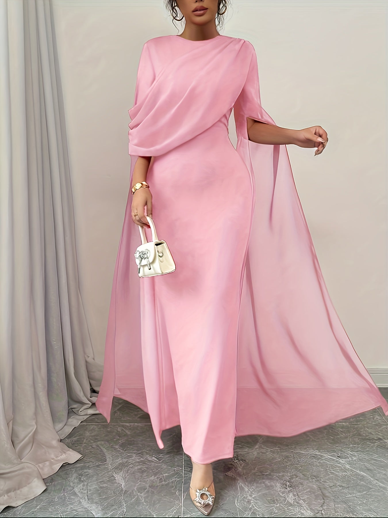 [Evening Gown] Women's Formal Party Evening gown - Elegant long Formal dress, Above-Knee slit, Machine Washable, for Galas, Weddings, Business Events - Elegant Evening wear, Formal Evening Gown