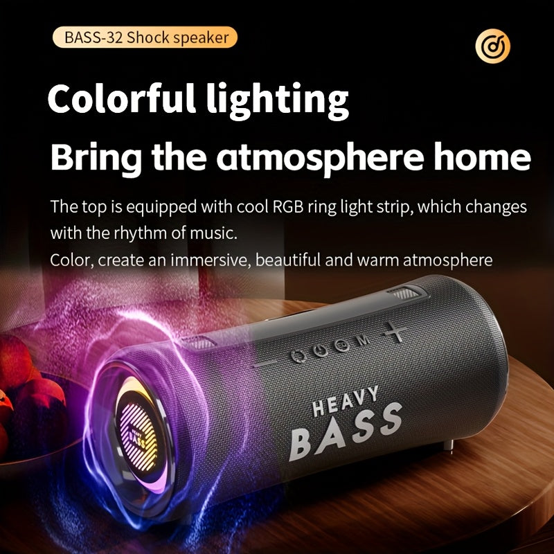 BASS-32 Party Wireless Speaker | 40W Heavy Bass Subwoofer, 360° Sound & RGB Lights, Portable, Tabletop, Button Control, Surround Sound, 6.1 Channel Configuration, USB Type-C Charging