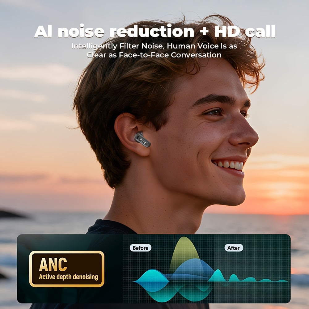 HTC NE20 AI AT WS Wireless Translator Earphones 6.0 Supports 134 Languages Real-time Translation with Screen Earphones Suitable for Sports, Running and Work, HIFI Earphones, Work Headphones, Sports Earbuds, Ergonomic Fit, Lig