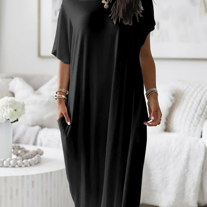 Women's Elegant Long Dress - Soft Breathable House & Outdoor dress, Loose Fit Maxi - Machine Washable Everyday & Formal wear - All-Season Women's Clothing, Skinfriendly Fabric