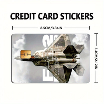 Fighter Jet Pattern Stickers, A Powerful Tool of Technology, Includes 4 Unique Designs, Durable Privacy Stickers Made with PVC Material, Suitable for Credit Cards, Transportation Cards, Debit Cards, Keys, and More Uses, Prote