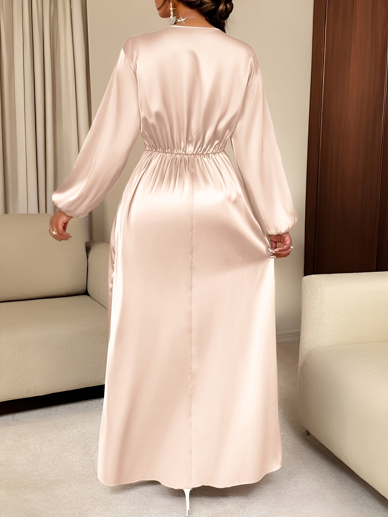 Women's Solid Color Simple Pleated Design Everyday Satin Dress, High-End Fashion Wedding, Engagement, Bridesmaid Dress, Evening Gown