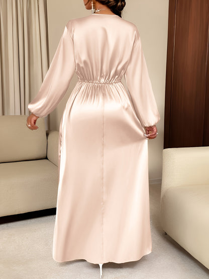 Women's Solid Color Simple Pleated Design Everyday Satin Dress, High-End Fashion Wedding, Engagement, Bridesmaid Dress, Evening Gown