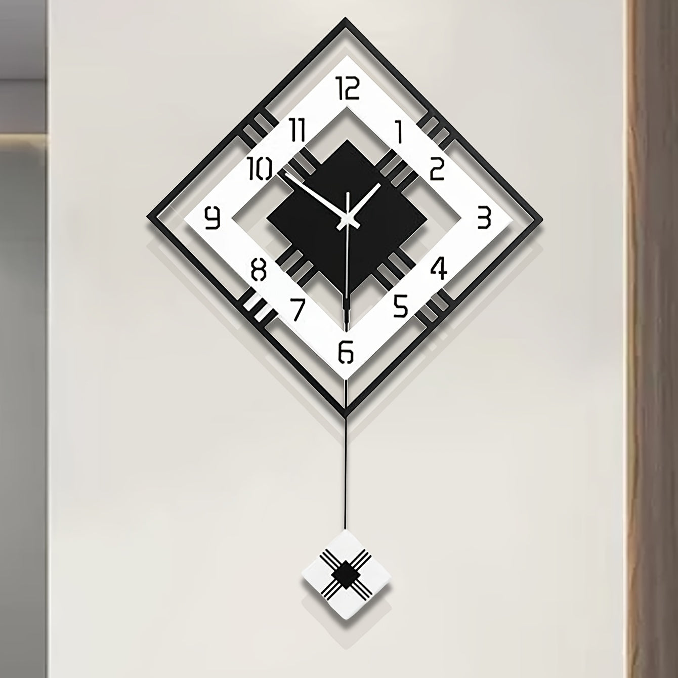 [Silent Wall Clock] Silent Modern Black Acrylic Wall Clock | Digital Display, Fantasy-Themed Design, No-Drill Installation for Living Room, Bedroom, or Dining Room Decor