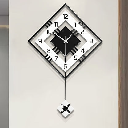 [Silent Wall Clock] Silent Modern Black Acrylic Wall Clock | Digital Display, Fantasy-Themed Design, No-Drill Installation for Living Room, Bedroom, or Dining Room Decor