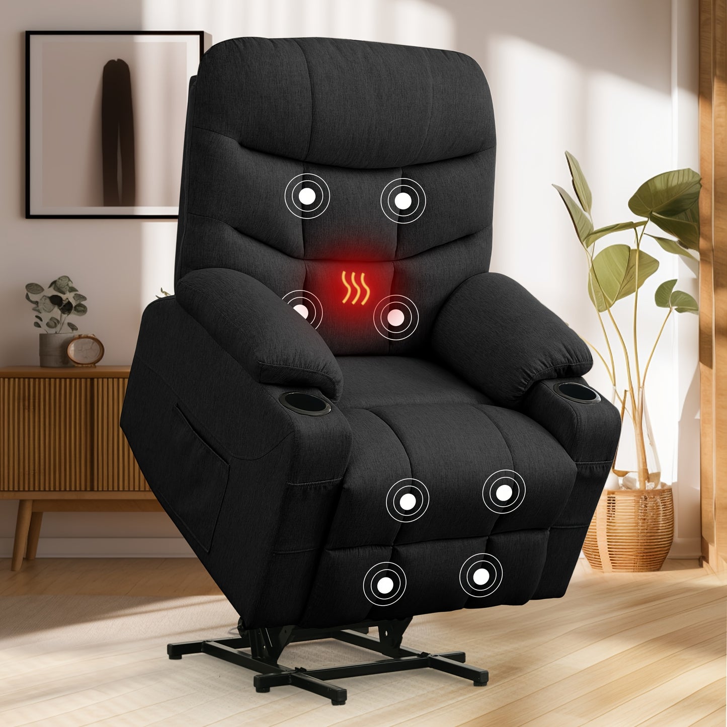 Comfortable Chair For The Living Room, Relaxation, Electric Reclining Chair, Electric Reclining Chair For Adults, Electric Lifting Chair With Heating Function, Massage Function, Electric Reclining Chair With Side Pockets