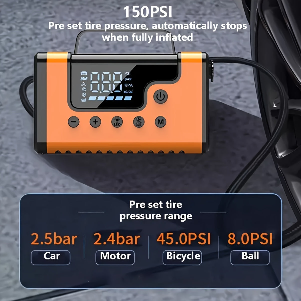 8-in-1 3000A Portable  Jump Starter with Air Compressor & Vacuum Cleaner - 12V 150Psi Tire Inflator, 5000PA  Vacuum, 37000mWh Rechargeable Battery, Digital Display, USB Charging, 2.64gal Gas/1.85gal Diesel Compatible,Insulate