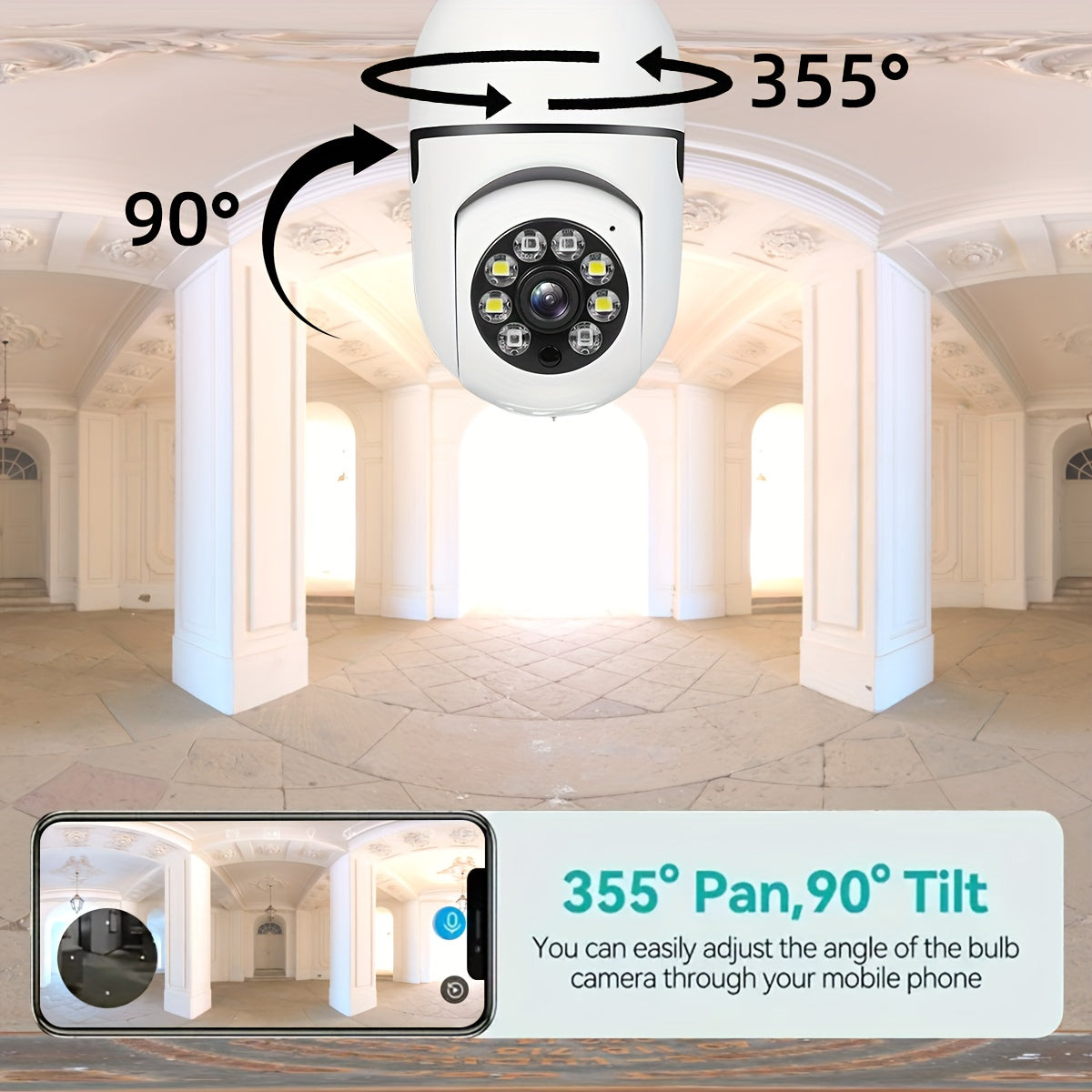6pcs 4MP HD Wireless Security Camera System Can Monitor And Protect Your Family And Pets In Real Time Through 2.4G/5Ghz WIFI, Color Night Vision, 911 Artificial Intelligence Indoor Monitoring And Two-way Voice.