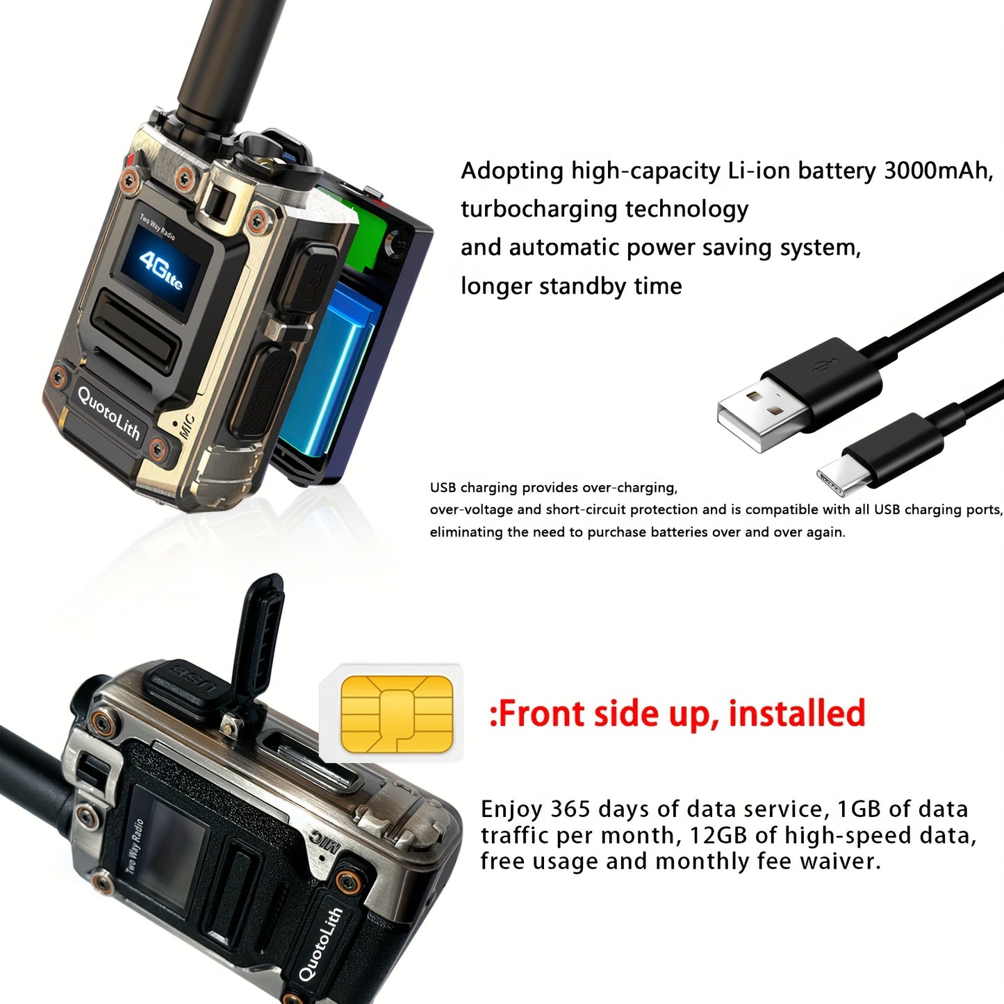 1/2pcs Global Walkie-talkie Two-way Radio Portable Radio Remote Walkie-talkie, 5000 Miles Of Communication Freedom, Rechargeable PTT Cellular One-click Wireless, Suitable For Outdoor, Group And Remote Coordination Fast Wirele
