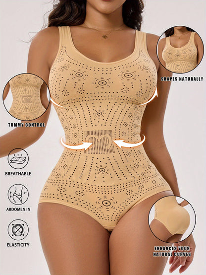 1pc CELILIN Women's Full-Coverage Tummy Control Bodysuit - Seamless Compression Shaping Suit with Bust & Abdominal Shaping, Postpartum Wear, Solid Color Full-Body Shaper (Hand Wash/Dry)