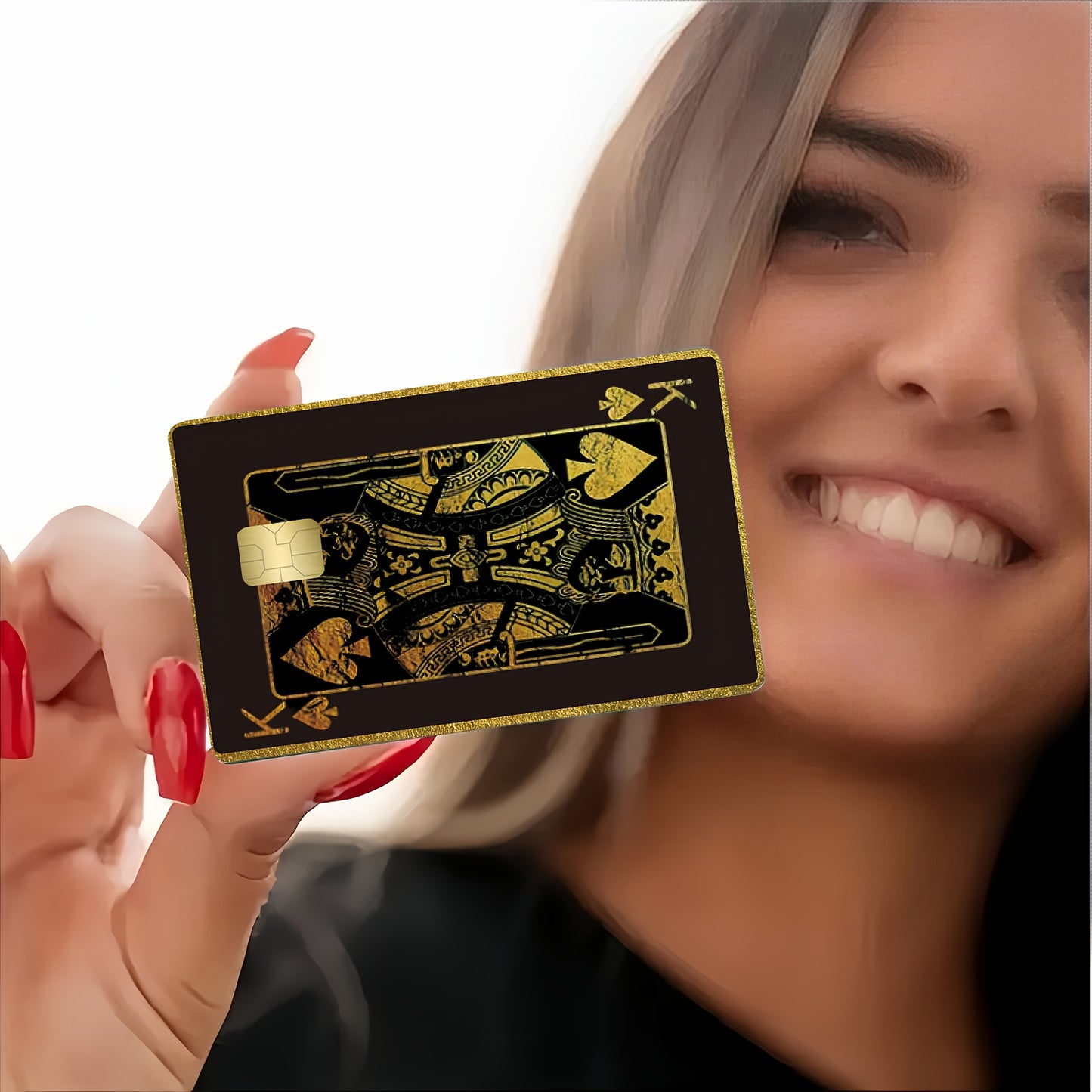 Ace of Spades Poker Pattern Credit Card Beige Cover, Waterproof Sticker, Ultra-Thin, High-Quality, Scratch-Resistant, Suitable for Credit Cards, Bank Cards, Bus Cards, Removable Self-Adhesive for Most Cards, Ideal Gift for Fr