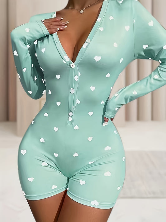Plus Size Peach Heart Pajama Set