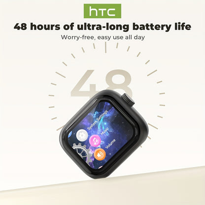 HTC NE40 Rotary Screen TWS Translator Buds Wireless 6.0 134-Language Face-to-Face Simultaneous Interpretation 48h Total Battery & 10-min Fast Charge LED Full-Color Touch Dial HiFi Audio-Travel-Call Ready Black And Grey
