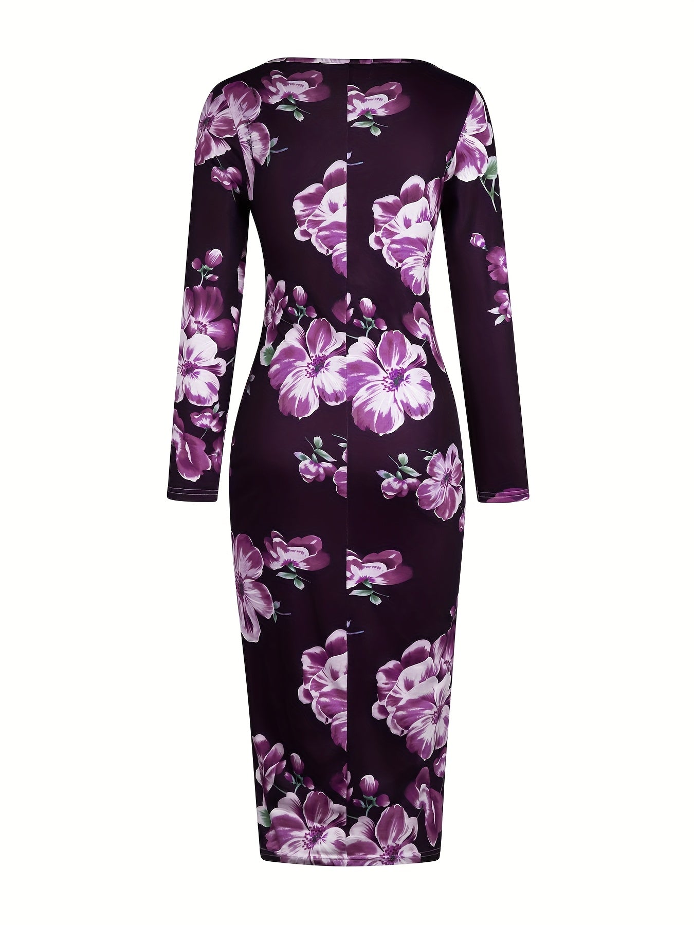 Elegant Long-Sleeve Dress with a Round Neckline