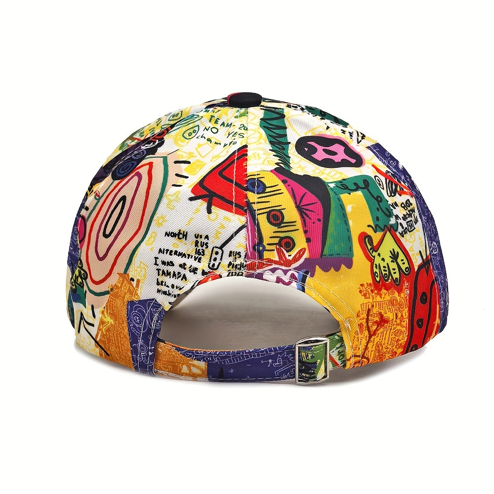 MIACAWOR Hip-Hop Graffiti Baseball Cap - Adjustable, Lightweight Polyester, Outdoor Sports Visor with Vibrant Street Art Design, Buckle Closure, Hand Washable, Party Hat|Graffiti Design|Adjustable Cap