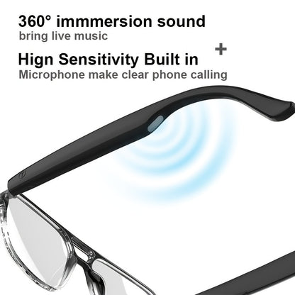 Smart Glasses with Built-in Speaker & Color-Changing Lenses. Features Open Ear Audio, Touch/ Voice Control, Anti-Blue Light, USB-C Charging. Lightweight & Durable Frame for Running, Fishing, Rock Climbing. Includes Case - The