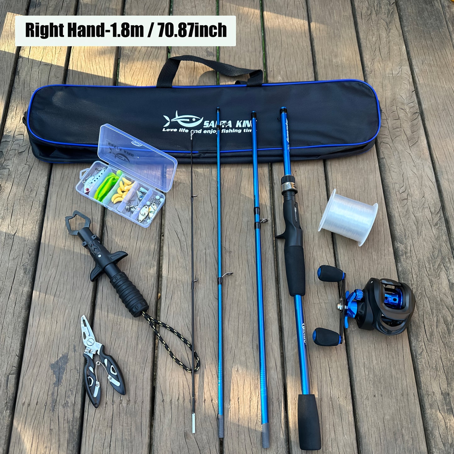 Carbon Fiber Fishing Rod Set with Casting Reel, 500m Nylon Line, Multi-Function Pliers & Bait - Lightweight & Durable for Freshwater & Saltwater Angling, Ideal for Outdoor Fishing, Fishing Gear|Modern Fishing Gear|Durable Fis