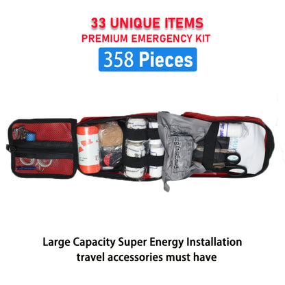 358pcs Survival First Aid Kit with Molle Pouch & MOLLE-Compatible Components - All-in-One Emergency Medical Supplies, Trauma Care Tools, Portable Outdoor Gear for Camping, Hiking, Home, Office - Ideal Gift for Men, Dad, Husba