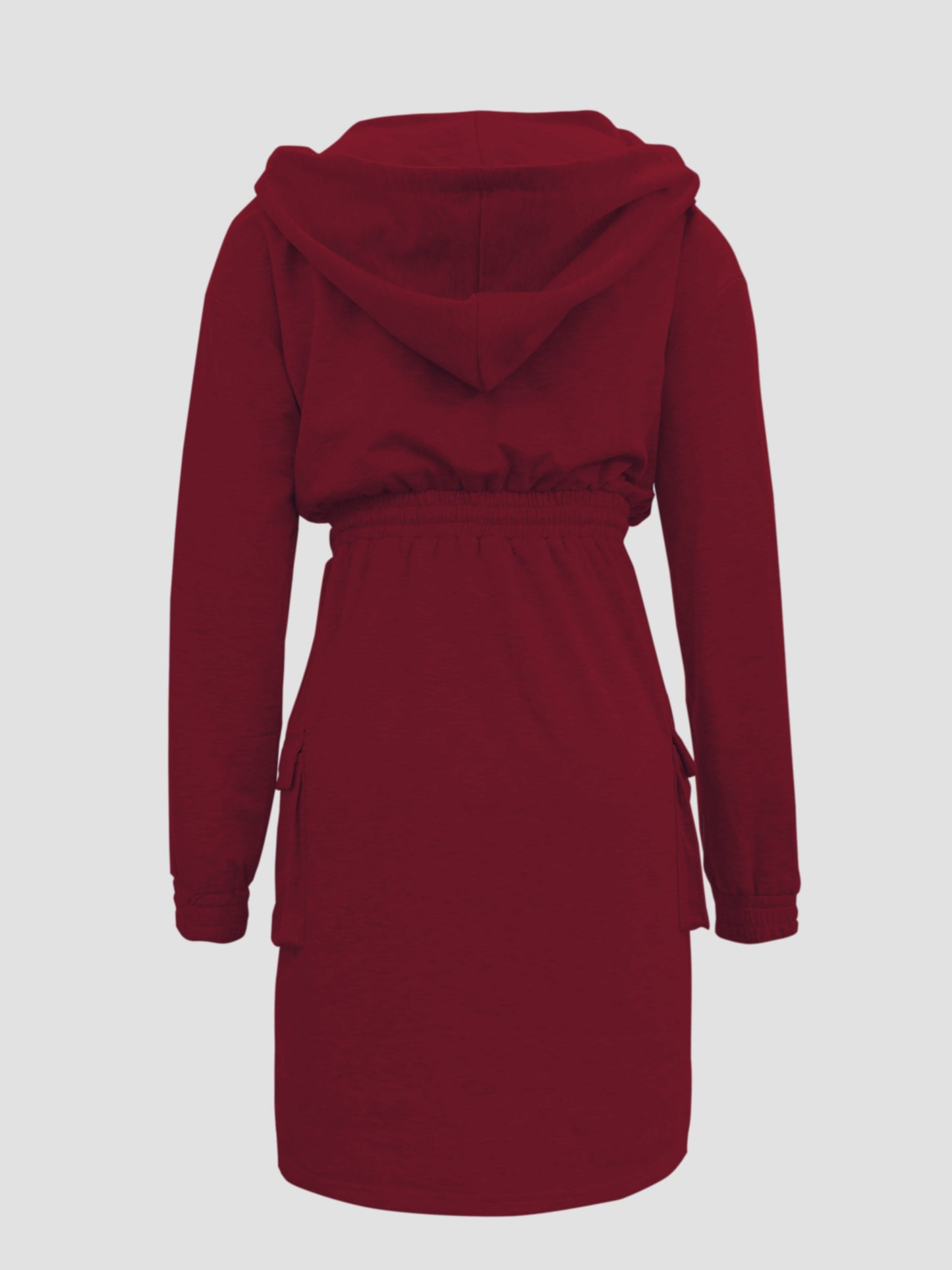 Fashionable Women'S Hooded Solid Color Casual Dress with Side Pockets, Suitable for All Seasons Including Spring, Summer, Autumn, And Winter. This Outdoor Stylish Dress Is Soft And Comfortable