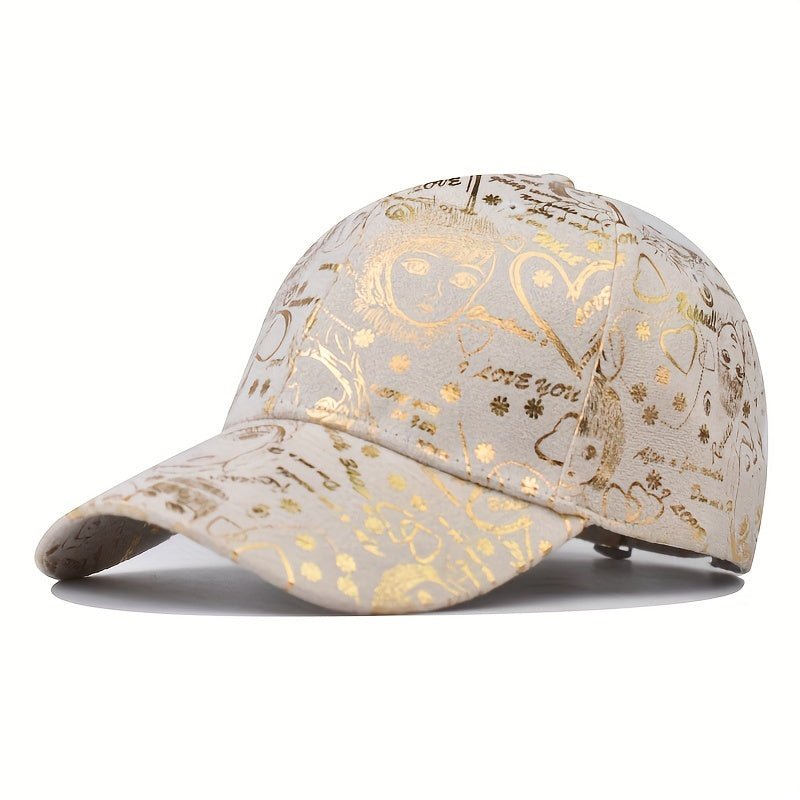 Sports Hats Breathable Sun Cap - New Graffiti Baseball Caps Golden Stamping - Outdoor Hip-hop Joker Cap - Street Cool Baseball Hats for men and women - Couple Caps Duckbill Cap