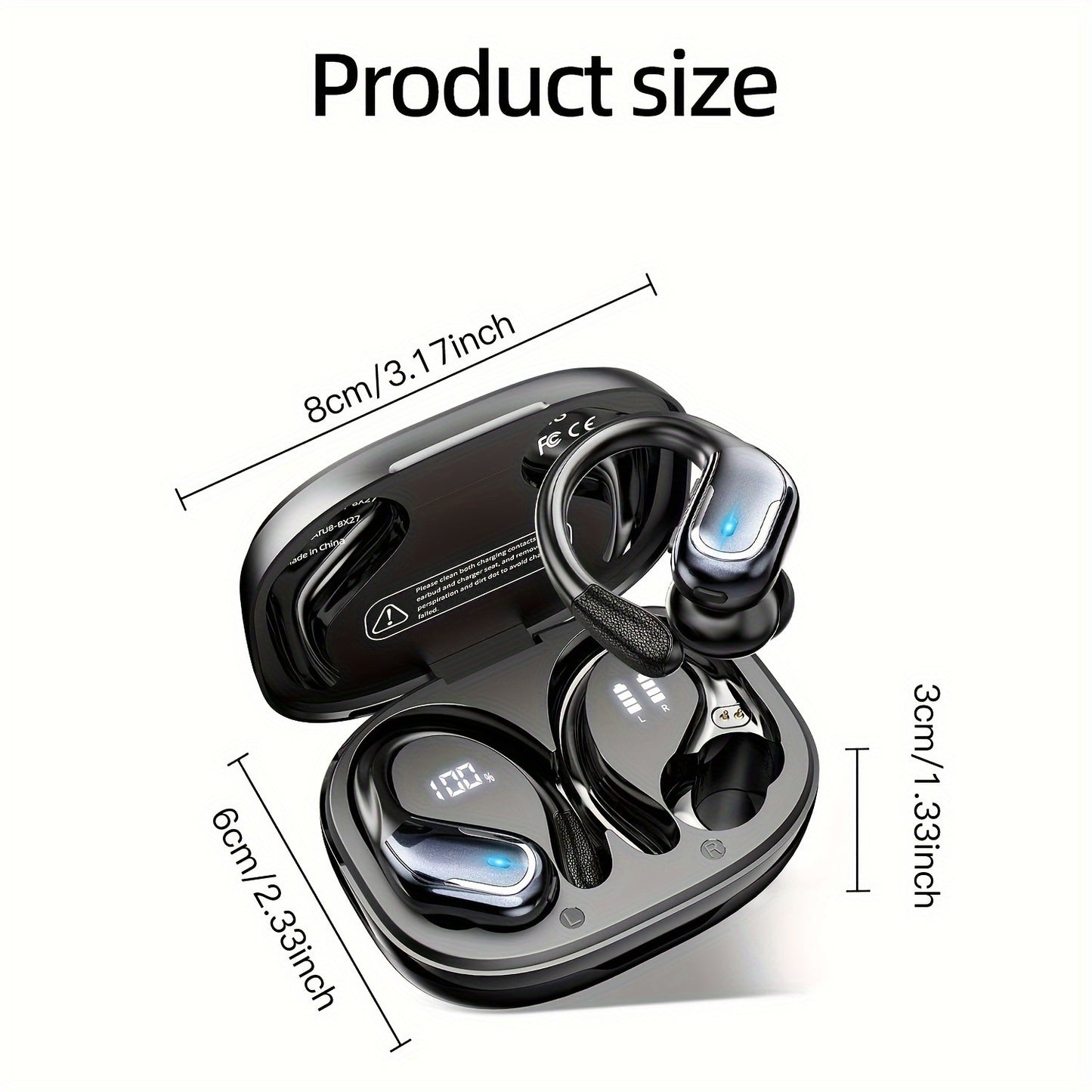 [Pure Bass Sound] LIFEBEE Wireless Earbuds | Earphones with Earhooks | Pure Bass Sound | ENC Noise Cancelling | Dual-LED Display | Built-in Microphone