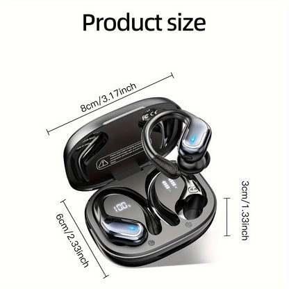 [Pure Bass Sound] LIFEBEE Wireless Earbuds | Earphones with Earhooks | Pure Bass Sound | ENC Noise Cancelling | Dual-LED Display | Built-in Microphone