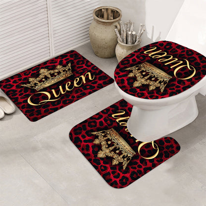 4pcs Queen Crown Shower Curtain Set, Bathroom Partition Curtain, Home Decor, Modern Home Curtain Decoration Housewarming Gift, Shower Curtain Toilet Mat Bathroom Mat 4pcs Set, Bathroom Supplies, Shower Curtain Set with 12 Fre