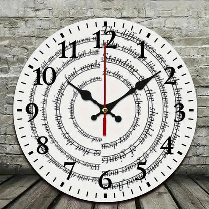 Silent Mechanical Quartz Wall Clock, Roman Numerals and Red Hands- Large Black and White Dial, Black Hands, Golden Center, Artificial Wood Round Clock, Suitable for Living Room, Kitchen, Dormitory- Manual Alarm Clock(AA Batte