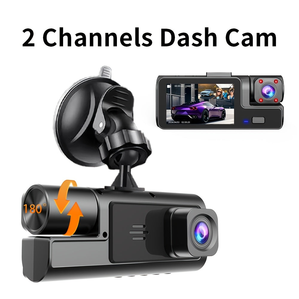 FHD 1080P Front And Rear Dual-Lens Driving Recorder, Car Driving Recorder, Car Camera Infrared Night Vision Function, 170° Wide-Angle Car DVR Camera Loop Video Gravity Sensing Car Dashboard Video Camera, Automotive Parts Tac