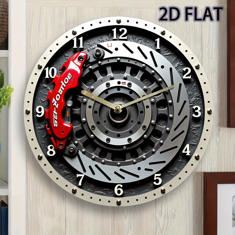 1pc 12-Inch Silent Non-Ticking Racing Brake Disc Wall Clock - Modern Motorsport Decor with Red Brake Disc Design, Quartz Movement, Acrylic Construction - for Living Room, Garage, Office, for Man Cave - Perfect Racing Car Enth