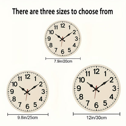 JFHT Minimalist Wooden Round Wall Clock - Silent Non-Ticking Digital Display, Black & White Design, Battery Operated (AA Not Included) - Home Decor, Holiday Gift, Clock for Living Room, Clean Dial Design