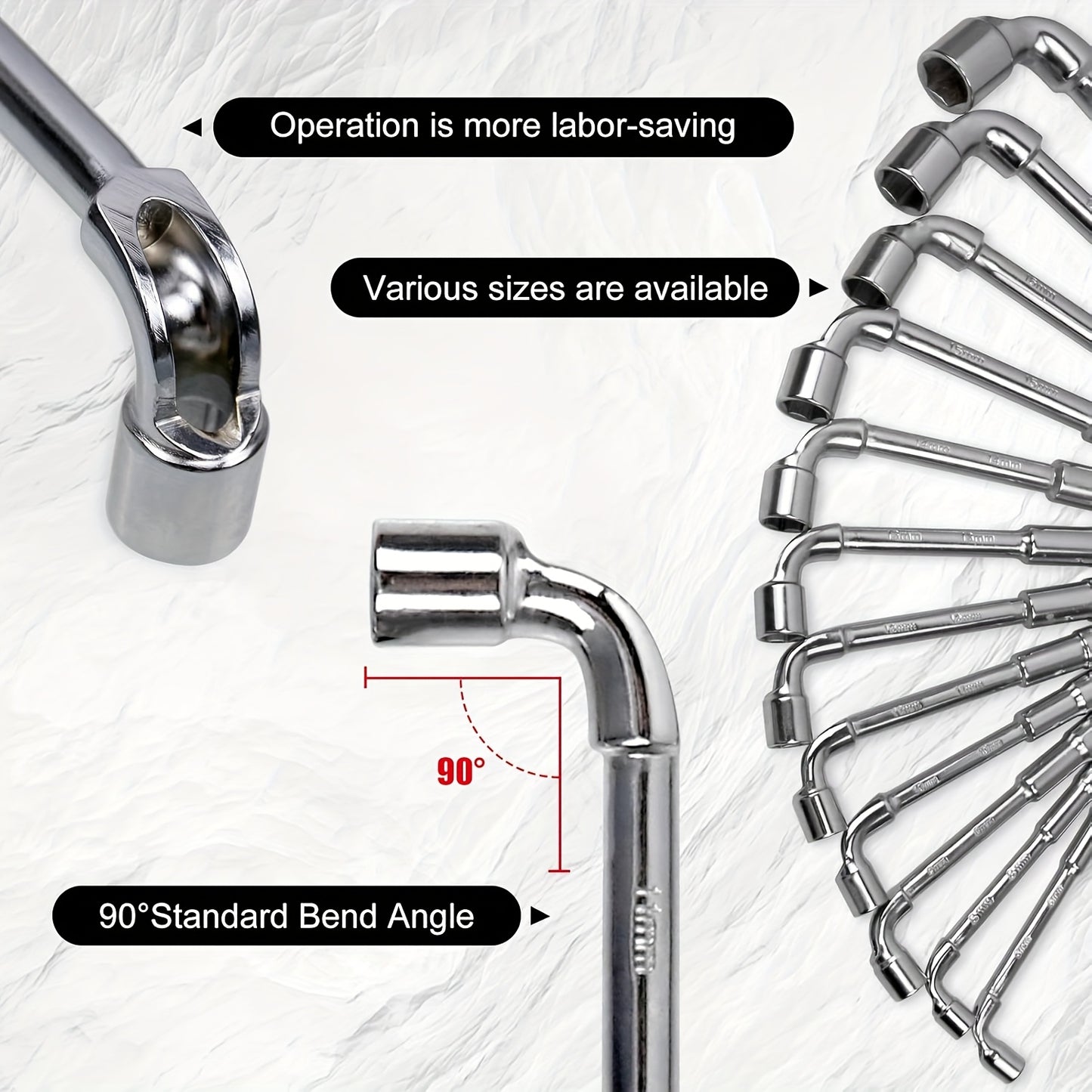 12pcs L-Type Pipe Perforation Elbow Wrench Set, 8-19mm L Shaped Hex Socket Wrench Set, Cr-V Steel, Double-head Socket Wrench, Suitable for Car Maintenance, Construction, Furniture Maintenance And Maintenance, Daily Maintenanc