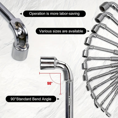 12pcs L-Type Pipe Perforation Elbow Wrench Set, 8-19mm L Shaped Hex Socket Wrench Set, Cr-V Steel, Double-head Socket Wrench, Suitable for Car Maintenance, Construction, Furniture Maintenance And Maintenance, Daily Maintenanc
